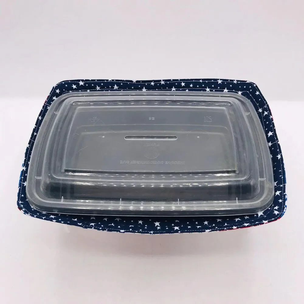 Reversible Microwave Cozie For Takeout Containers Cottage Patriotic Patchwork